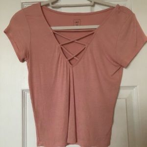 Pink criss cross shirt